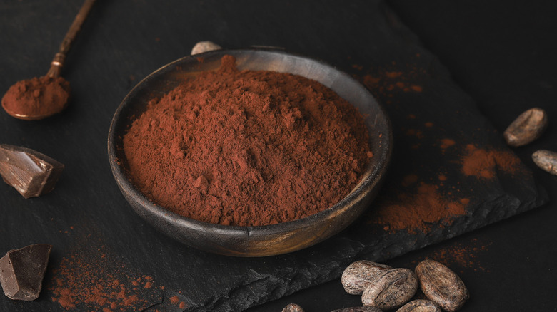 Bowl of Dutch cocoa powder