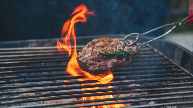 hamburger on a grill